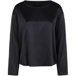 Emporio Armani, Dames, Tops, Blauw, Maat: 3XL Zijde,
