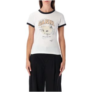 Ganni, Dames, Tops, Wit, Maat: M Katoen,