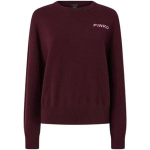 Pinko - Jacquard Logo Sweater - Bruin - Dames - Wol