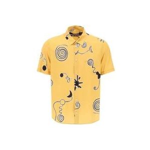 Jacquemus Arty Spiral Print Korte Mouw Overhemd , Yellow , Heren , Maat: S