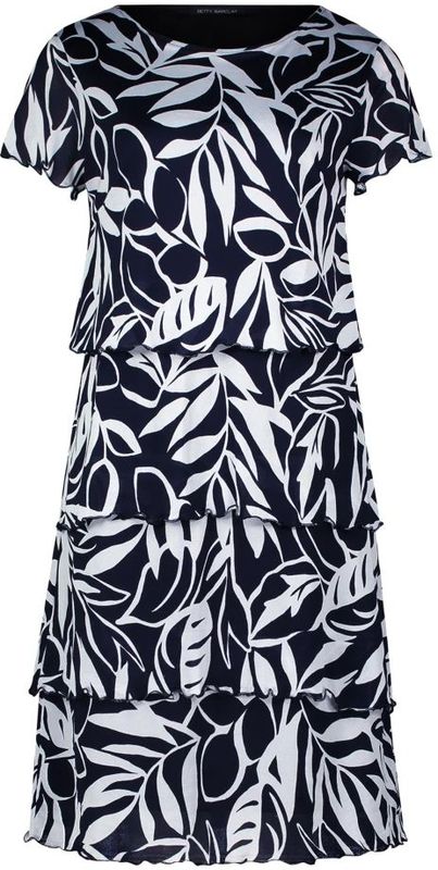 Betty Barclay - Bloemenjurk - Blauw - Gelaagd - Halflange Splitmouwen