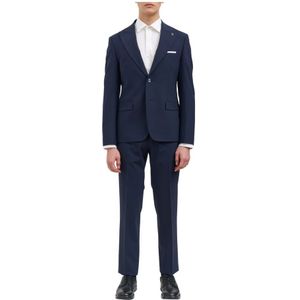 Daniele Alessandrini, Heren, Pakken, Blauw, Maat: L Tweed,