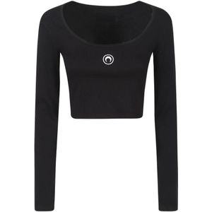 Marine Serre, Dames, Tops, Zwart, Maat: S Katoen,