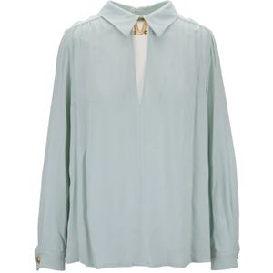 Elisabetta Franchi, Dames, Blouses & Shirts, Blauw, Maat: L Viscose,