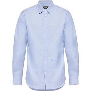 Dsquared2, Heren, Overhemden, Blauw, Maat: M Katoen,