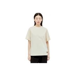 Burberry Katoenen T-shirt met EKD-patch , Beige , Dames , Maat: L