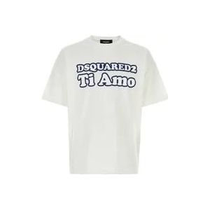 Dsquared2 Klassiek Wit Katoenen T-Shirt , White , Heren , Maat: L