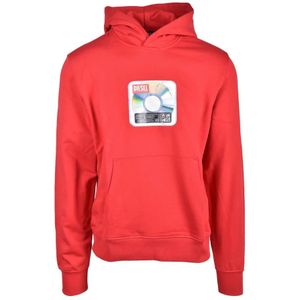 Diesel, Heren, Sweatshirts & Hoodies, Rood, Maat: XL Katoen,