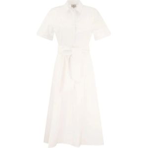 Woolrich Tijdloze pure katoenen poplin chemisier jurk , White , Dames , Maat: XS