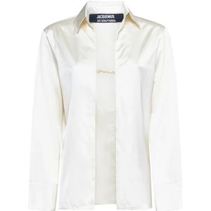 Jacquemus Elegant Off-White Satin Shirt , White , Dames , Maat: S