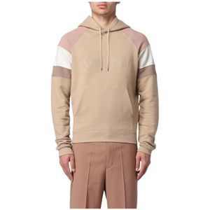 Saint Laurent, Heren, Sweatshirts & Hoodies, Beige, Maat: 2XL Katoen,