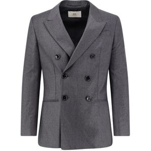 Ami Paris - Double-Breasted Blazer - Grijs - Wol