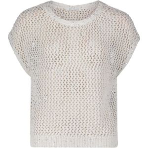 Betty & Co - Gebreide Trui - Wit - Mouwloos - Pailletten