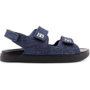 Givenchy - Denim Platte Sandalen - Blauw - Klittenbandsluiting - 4G Metalen Detail