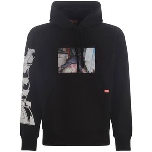 Diesel, Heren, Sweatshirts & Hoodies, Zwart, Maat: L Katoen,