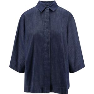 Max Mara, Dames, Blouses & Shirts, Blauw, Maat: 2XS Katoen,