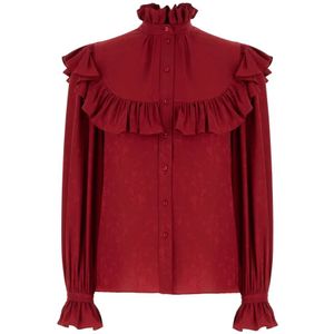 Saint Laurent, Dames, Blouses & Shirts, Rood, Maat: S Zijde,