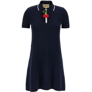 Valentino Garavani, Dames, Jurken, Blauw, Maat: S Katoen,