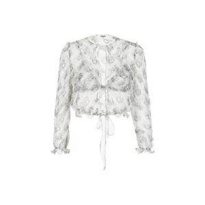 Fendi Zijden witte blouse met O`Lock Chain-motief , White , Dames , Maat: XS
