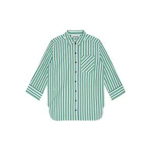 Ganni Groen/Wit Gestreept Katoenen Overhemd , Multicolor , Dames , Maat: M