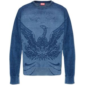 Diesel, Heren, Sweatshirts & Hoodies, Blauw, Maat: L Katoen,