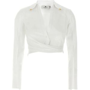 Elisabetta Franchi, Dames, Blouses & Shirts, Wit, Maat: L