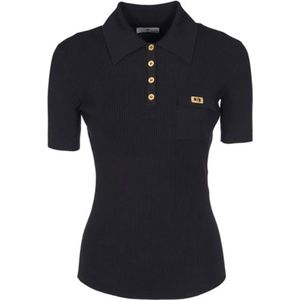 Elisabetta Franchi, Dames, Tops, Zwart, Maat: S Zijde,