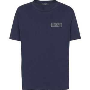 Balmain Pierre T-shirt met korte mouwen , Blue , Heren , Maat: 2XL