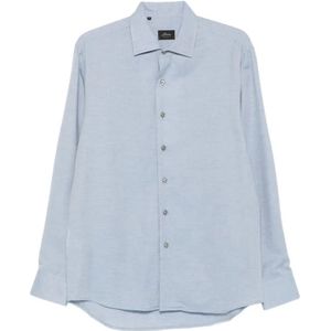 Brioni, Heren, Overhemden, Blauw, Maat: M Katoen,