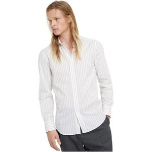 Brunello Cucinelli, Heren, Overhemden, Wit, Maat: S Katoen,