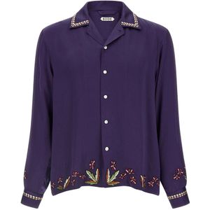 Bode, Heren, Overhemden, Paars, Maat: L Zijde,