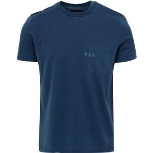 Fay, Heren, Tops, Blauw, Maat: 2XL Katoen,
