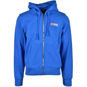 Diesel, Heren, Sweatshirts & Hoodies, Blauw, Maat: L Katoen,