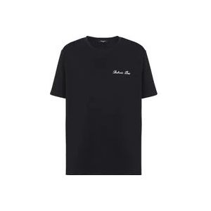 Balmain handtekening T-shirt , Black , Heren , Maat: XL