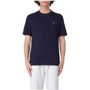 Brunello Cucinelli, Heren, Tops, Blauw, Maat: L Katoen,