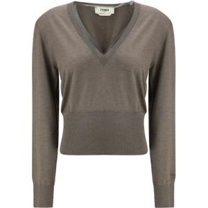 Fendi, Dames, Truien, Bruin, Maat: XS Zijde,
