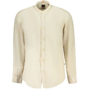 Hugo Boss, Heren, Overhemden, Beige, Maat: 2XL Linnen,