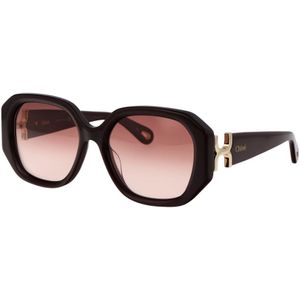 Chloé - Ch 0236S - Zonnebril - Bordeauxrood - Oversized Vierkant Silhouet