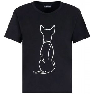 Emporio Armani, Dames, Tops, Zwart, Maat: L Katoen,