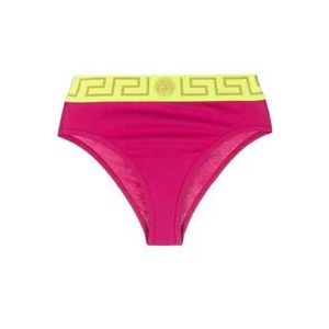 Versace Korte broek met logo-tailleband en iconisch motief , Pink , Dames , Maat: S