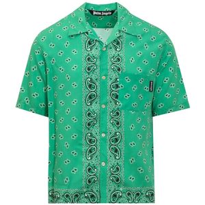 Palm Angels, Heren, Overhemden, Groen, Maat: L Viscose,