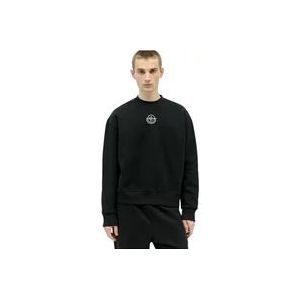 Moncler Katoen Fleece Logo Applique Sweatshirt , Black , Heren , Maat: 2XL