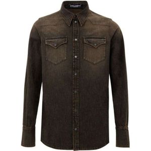 Dolce & Gabbana, Heren, Overhemden, Bruin, Maat: L Denim,