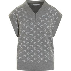 Marine Serre, Heren, Truien, Grijs, Maat: S Viscose,