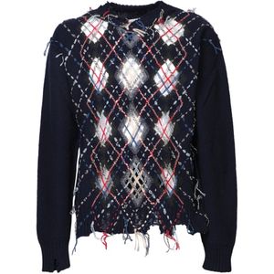 Maison Margiela, Heren, Truien, Blauw, Maat: S Wol,