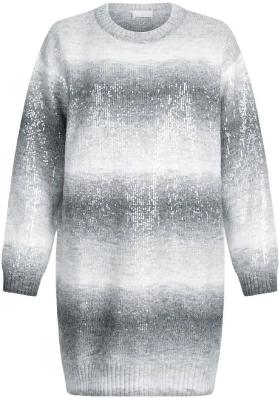 Liu Jo - Korte Gebreide Jurk - Grijs - Wolmix - Ronde Hals