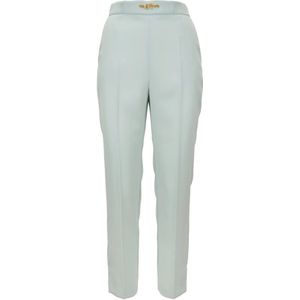 Elisabetta Franchi, Dames, Broeken, Blauw, Maat: L Poliester,
