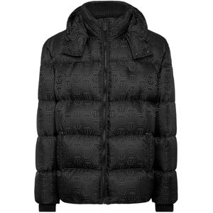 Philipp Plein, Heren, Jassen, Zwart, Maat: XS Nylon,