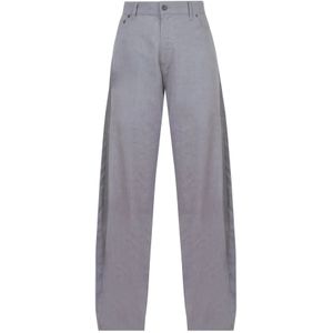 Jucca, Dames, Broeken, Grijs, Maat: M Linnen,
