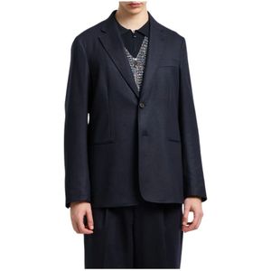 Emporio Armani, Heren, Jassen, Blauw, Maat: L Wol,